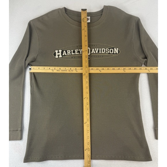 VTG Harley-Davidson Shirt Mens Large Waffle Knit Brown Thermal Winona Minnesota - Picture 2 of 8